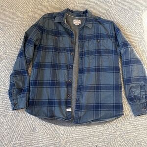 Quicksilver Waterman Collection 100% Cotton Flannel Fleece Lined Button Down